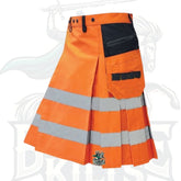 Modern Fluorescent Orange and Black Firefighter Kilt – Reflective Utility Kilt